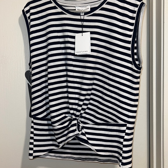 Navy Blue/ White, Twist Tie Sleeveless Top! NEW!!! Medium✈️🏝️ - Picture 1 of 2